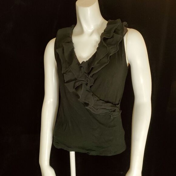 Lauren Ralph Lauren Tops - Lauren Ralph Lauren Petite Black Ruffle Faux Wrap Tank Top (P/S)